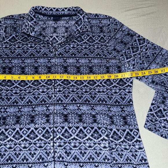 Basic Editions Sweater Women's XL Blue Nordic Pattern Long Sleeve Mock Full Zip - Picture 3 of 7